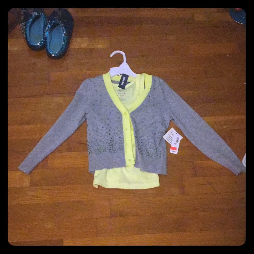 Old Navy sweater with tank top underneath